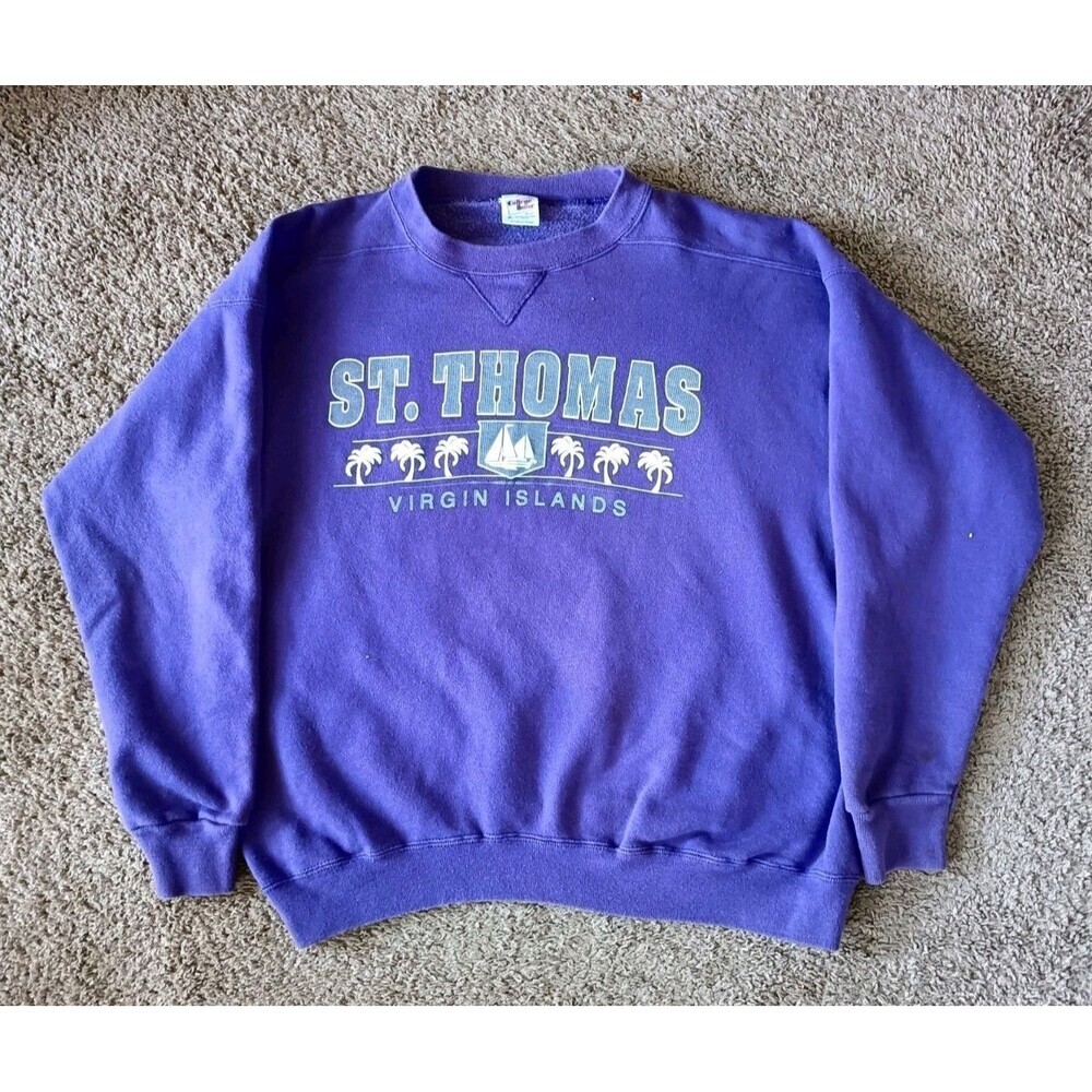 Vintage St Thomas Virgin Islands Sweatshirt Men's Medium Purple Reverse Weave